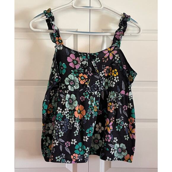 Justice XL Plus Bundle – Floral Ruffle Strap Top & Smiley Face Ribbed Tank - Picture 3 of 13